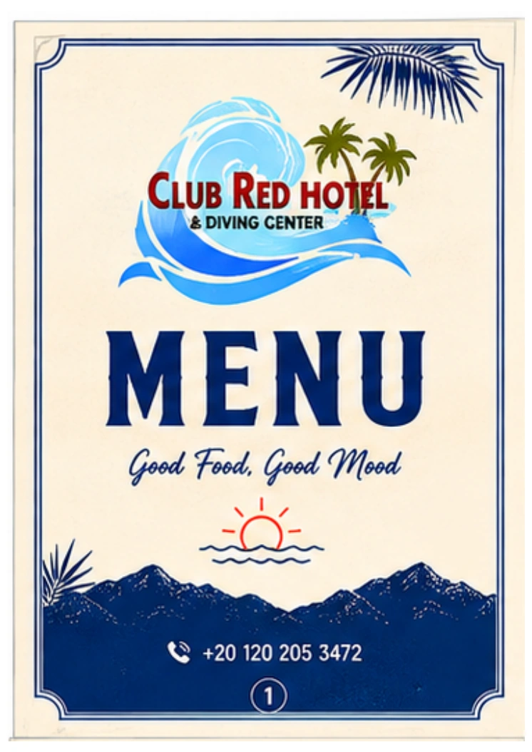 Cover of the official Club Red Motel menu.